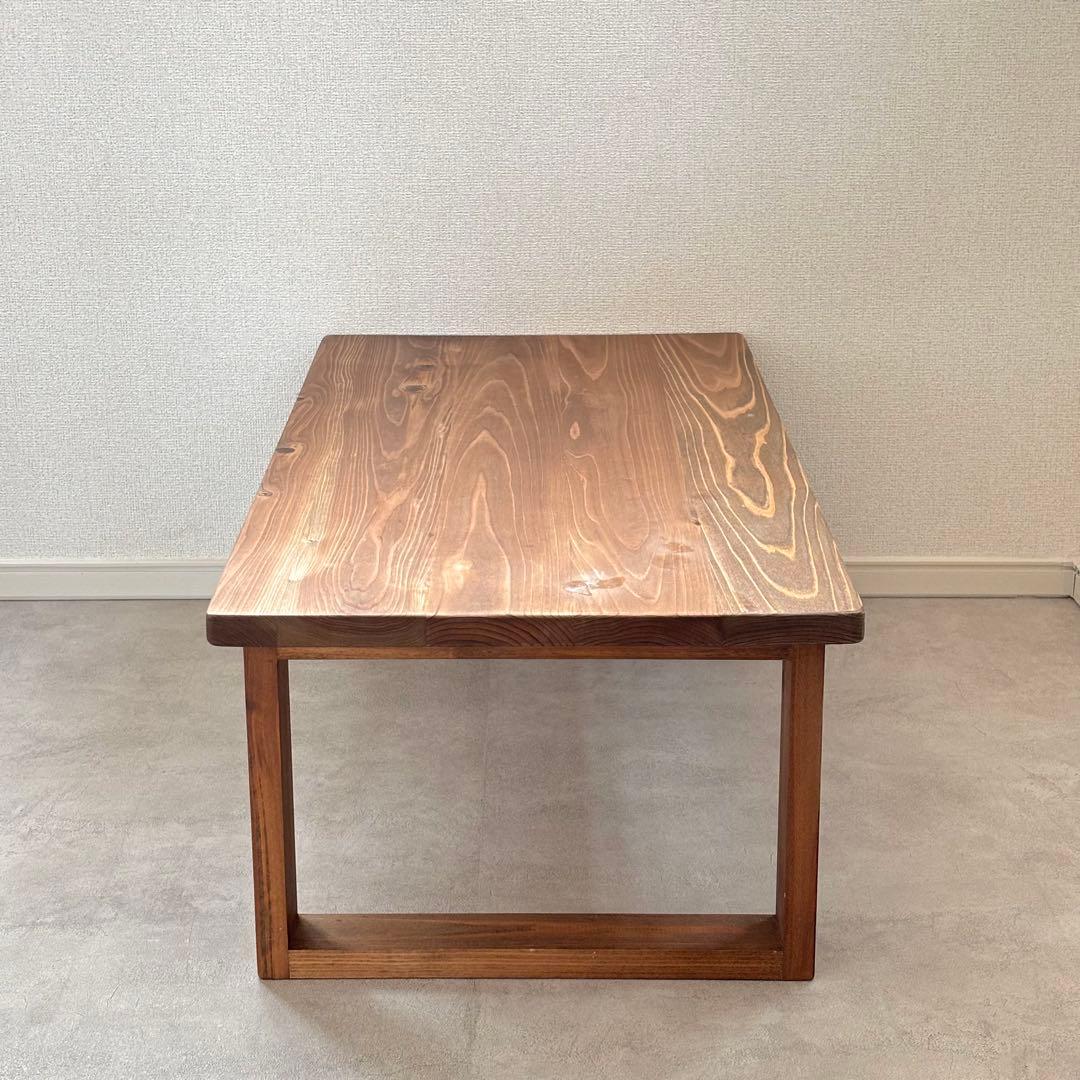 天然木 カフェ風 ローテーブル ダークウォルナット