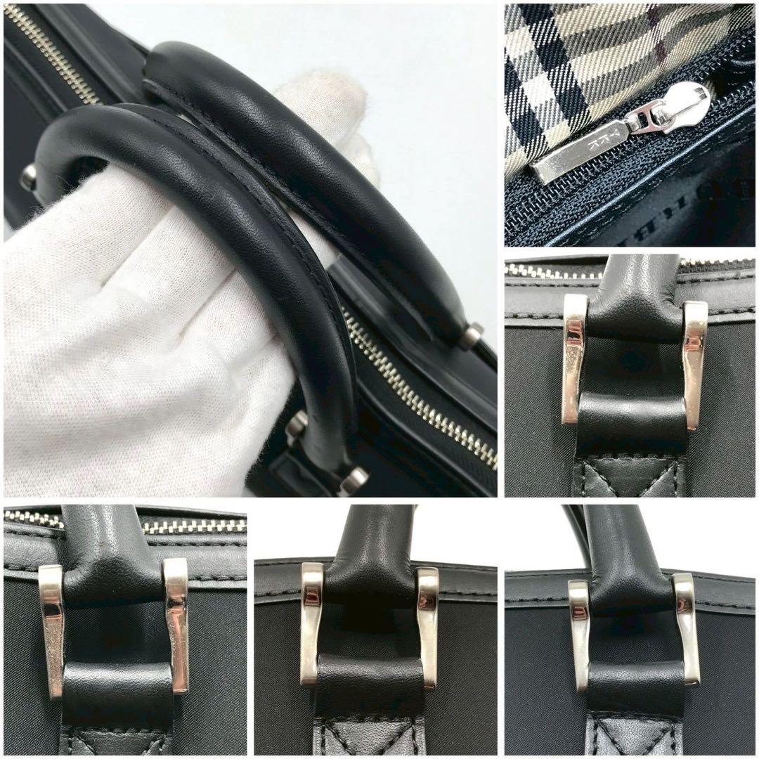 美品/定価10万✨バーバリー ビジネスバッグ ノバチェック レザー ブラック