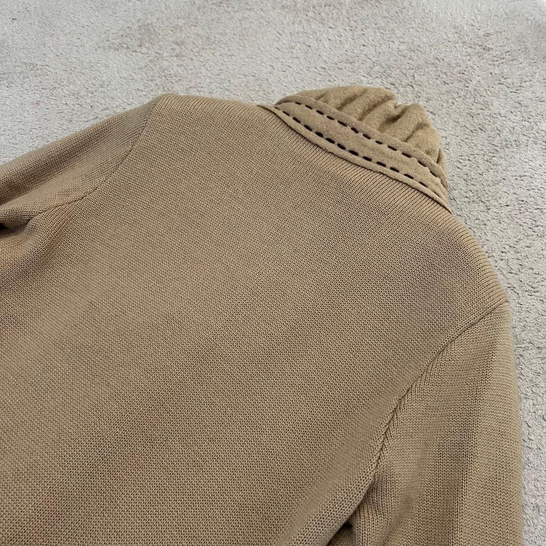 美品　インポートロッサ　ウールロングコート　花ボタン　ステッチ　キャメル　42