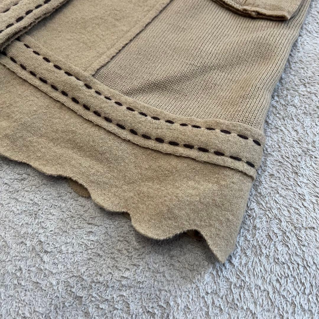 美品　インポートロッサ　ウールロングコート　花ボタン　ステッチ　キャメル　42