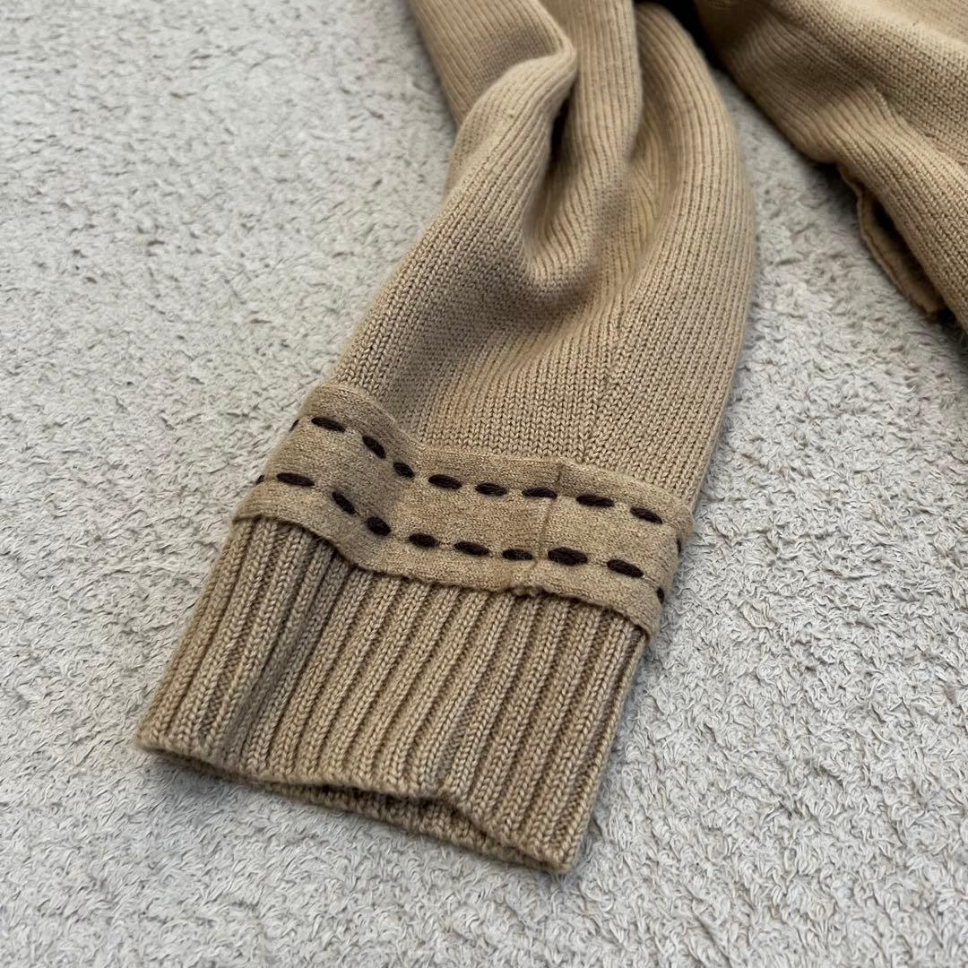 美品　インポートロッサ　ウールロングコート　花ボタン　ステッチ　キャメル　42