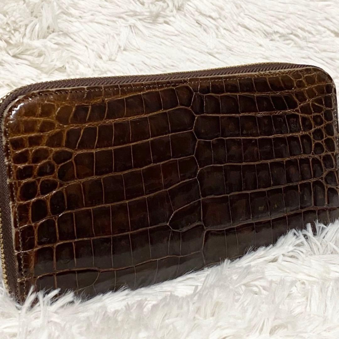 【美品】HALEINE クロコダイル レザー ウォレット 日本製