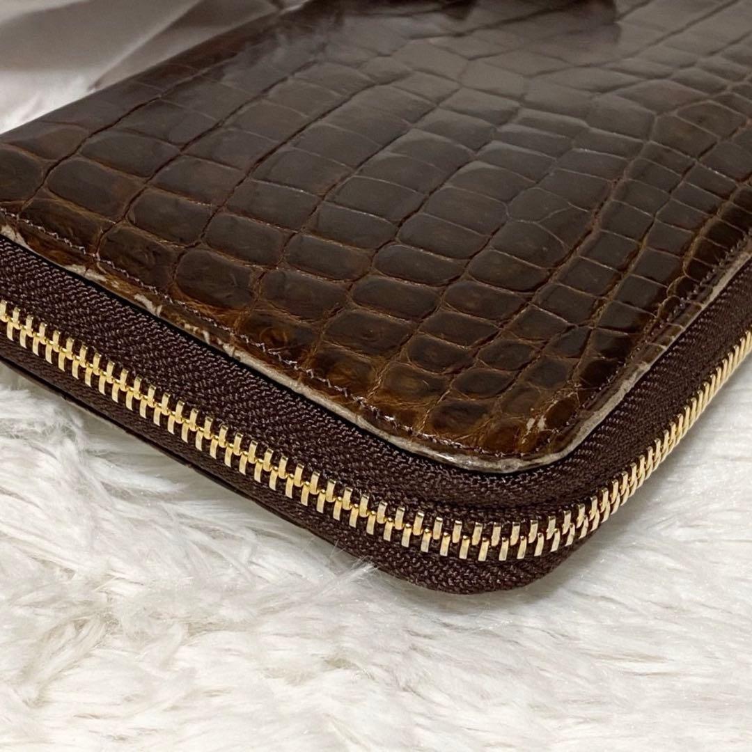 【美品】HALEINE クロコダイル レザー ウォレット 日本製