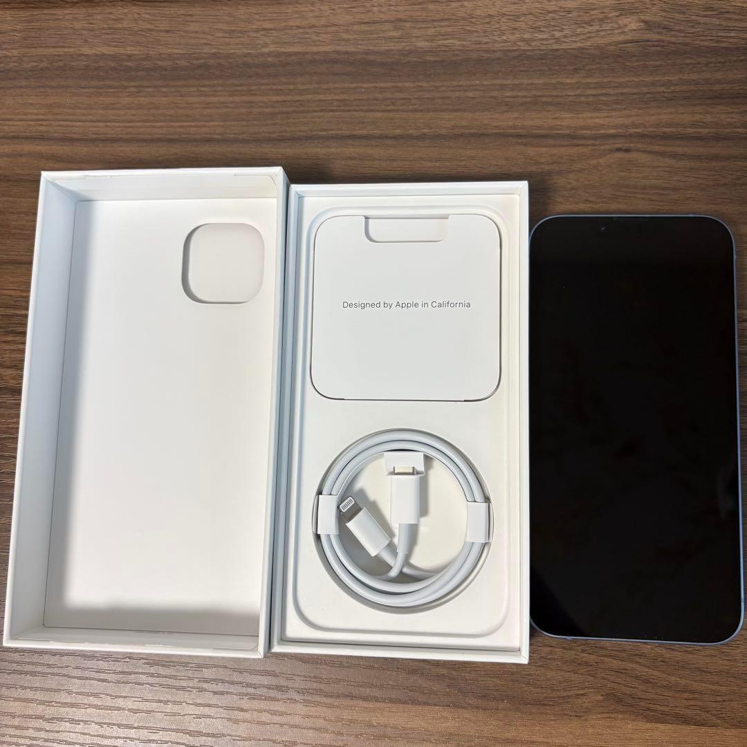 iPhone 14 256GB ブルー　SIMフリー　箱付き　充電ケーブル