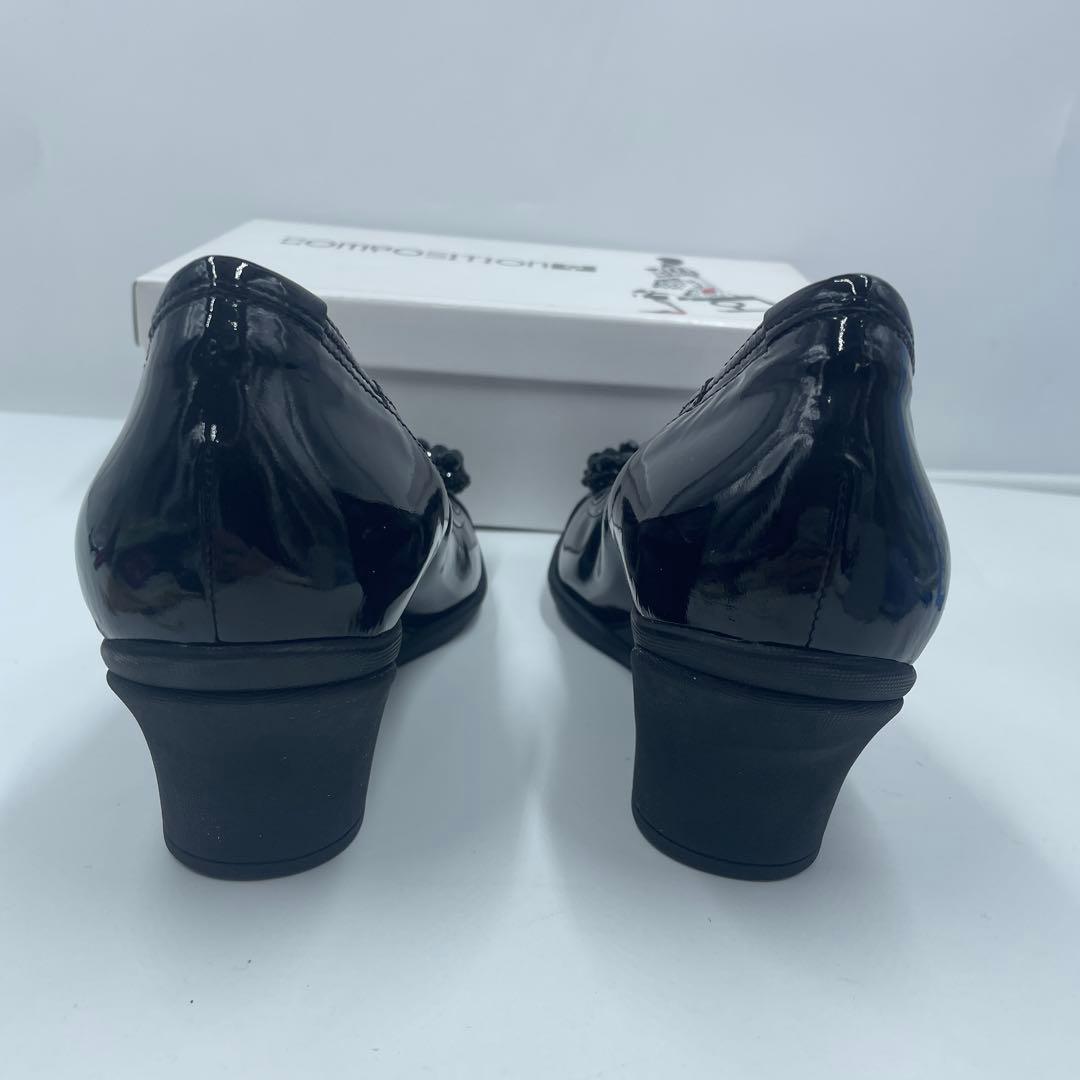 COMPOSITION9 エナメル ウェッジソール 黒 25cm