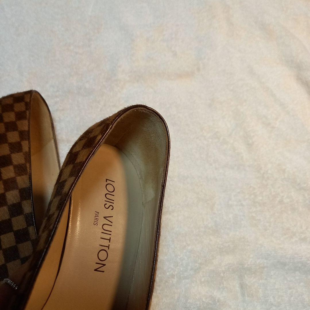 LOUIS VUITTON　 ダミエ　ハラコハイヒール　36ハーフ