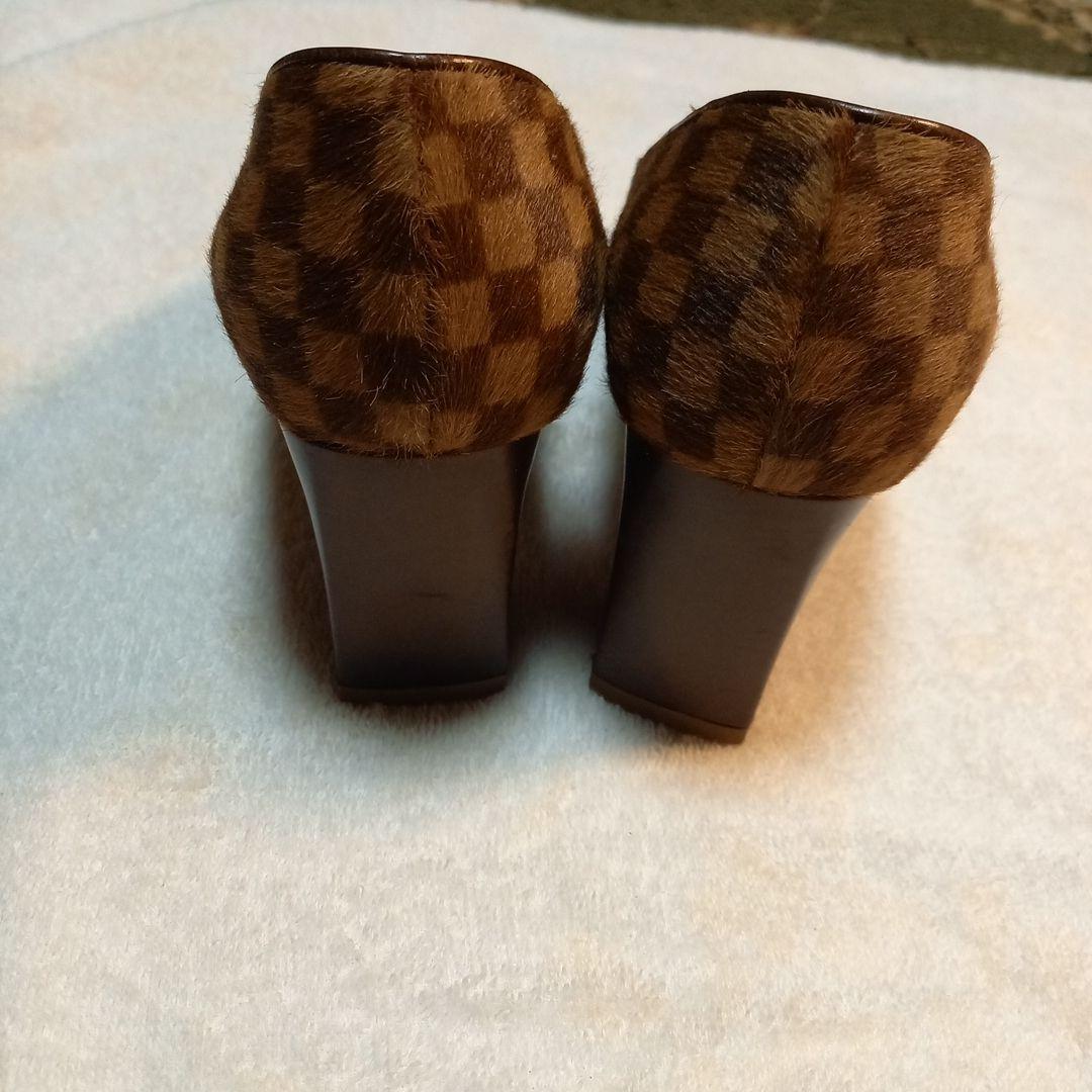 LOUIS VUITTON　 ダミエ　ハラコハイヒール　36ハーフ