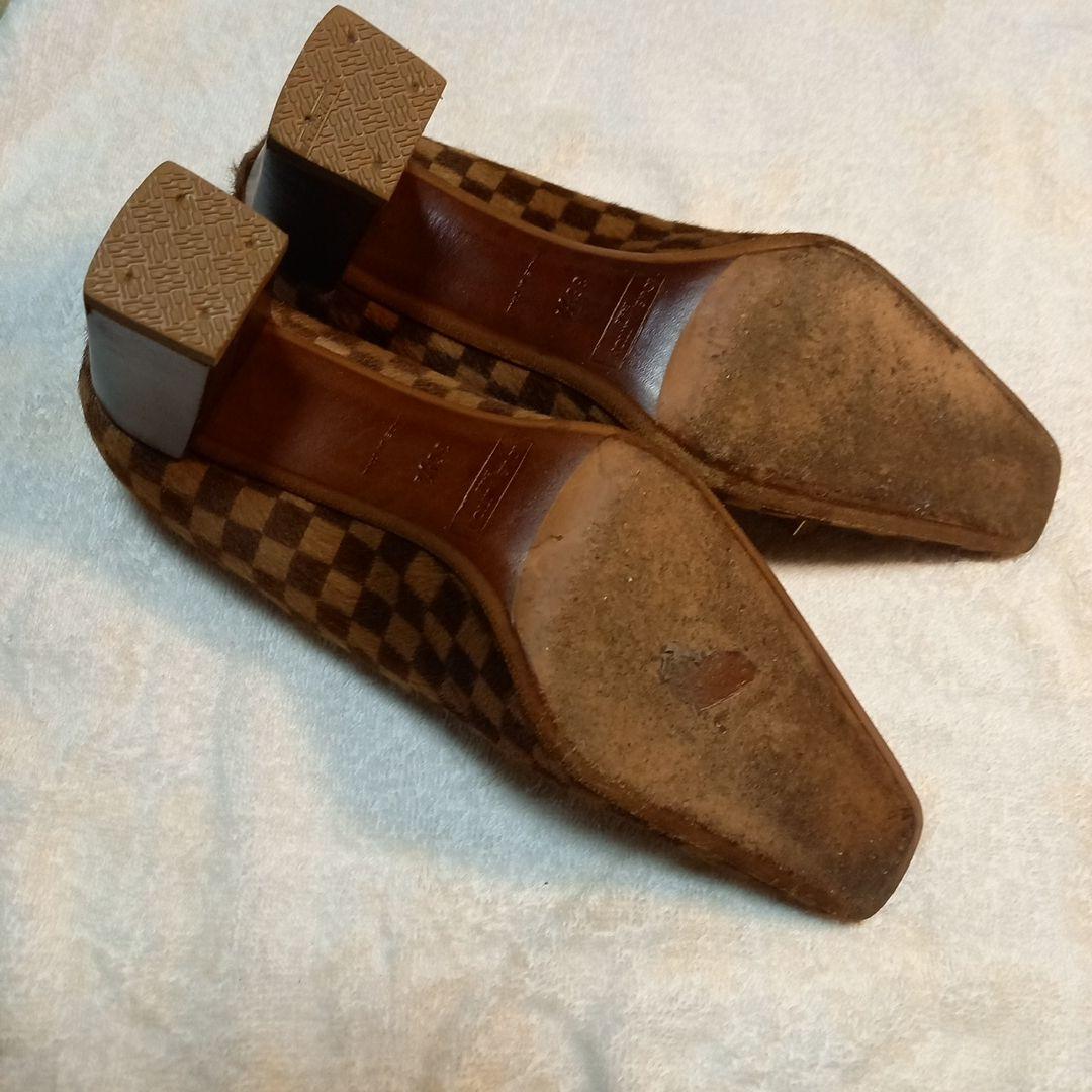 LOUIS VUITTON　 ダミエ　ハラコハイヒール　36ハーフ