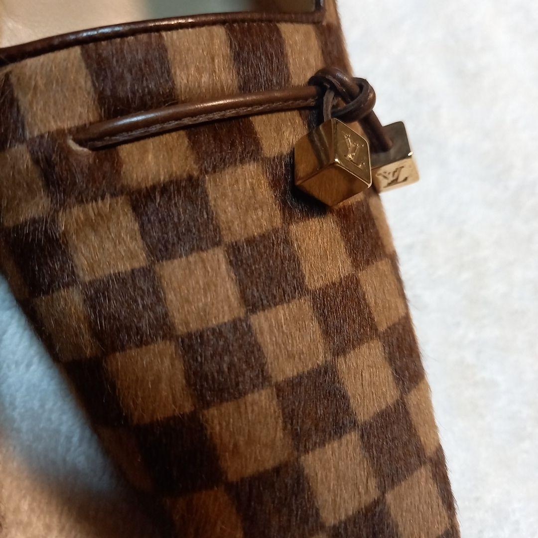 LOUIS VUITTON　 ダミエ　ハラコハイヒール　36ハーフ