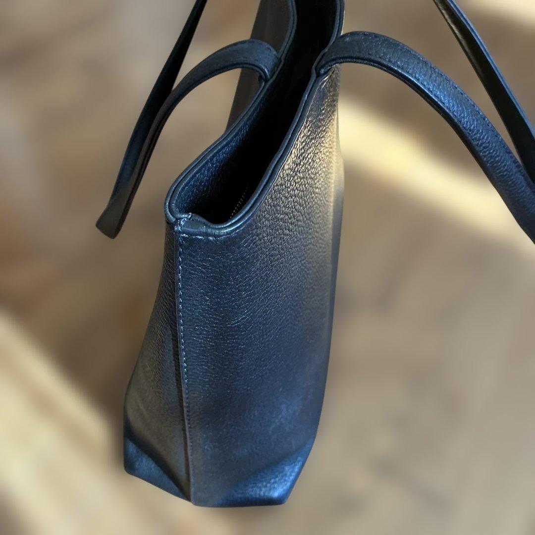 ハッシュタグ　ブラック レザートートバッグ