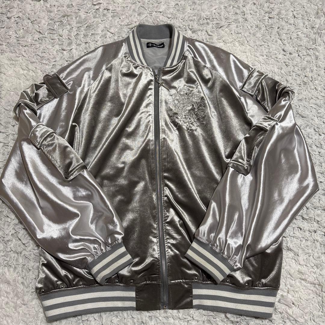 ディムモアール ベロア スカジャン スカル 刺繍 シルバー　地雷系　MA-1