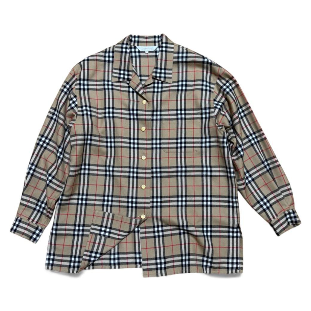 希少サイズ BURBERRY 金ロゴボタン ノバチェック シャツ ヴィンテージ