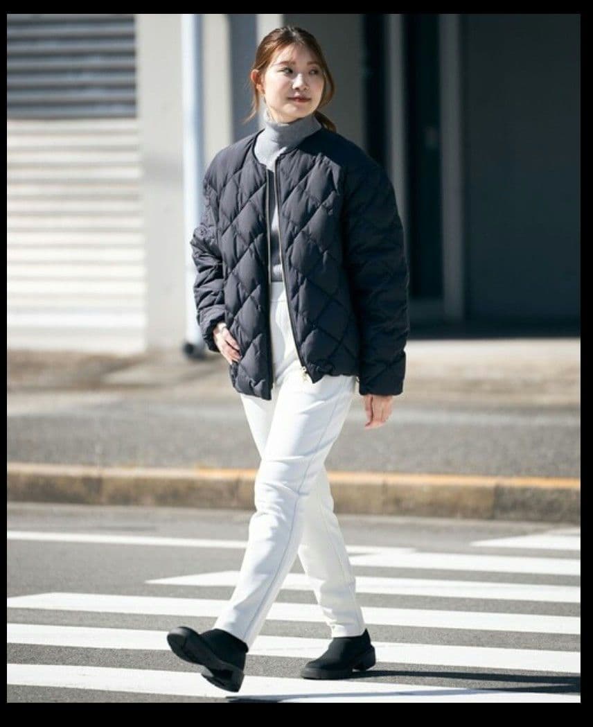 TAION×UNFILO キルティングダウンショート丈ブルゾン　S　濃紺