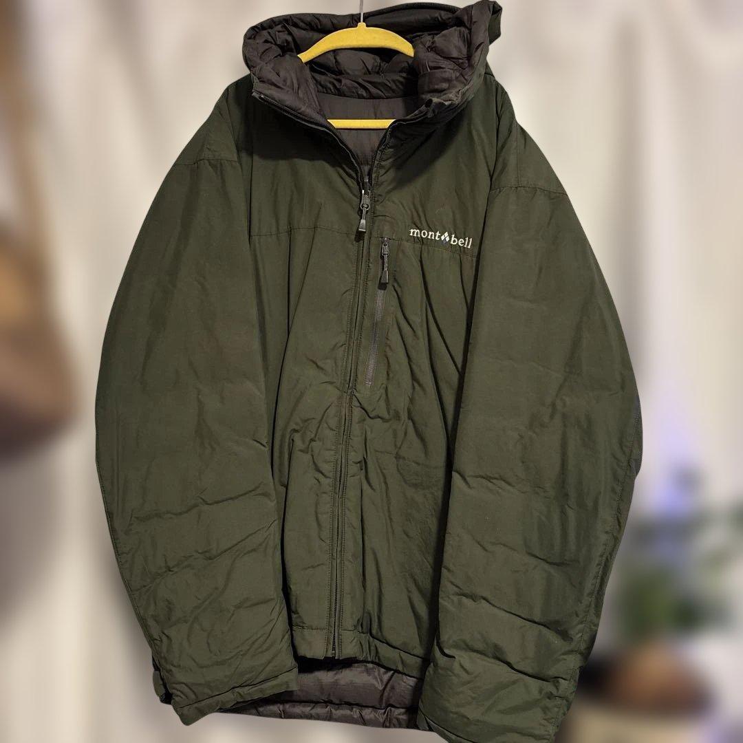 mont-bell フード付きダウンジャケット オリーブグリーン