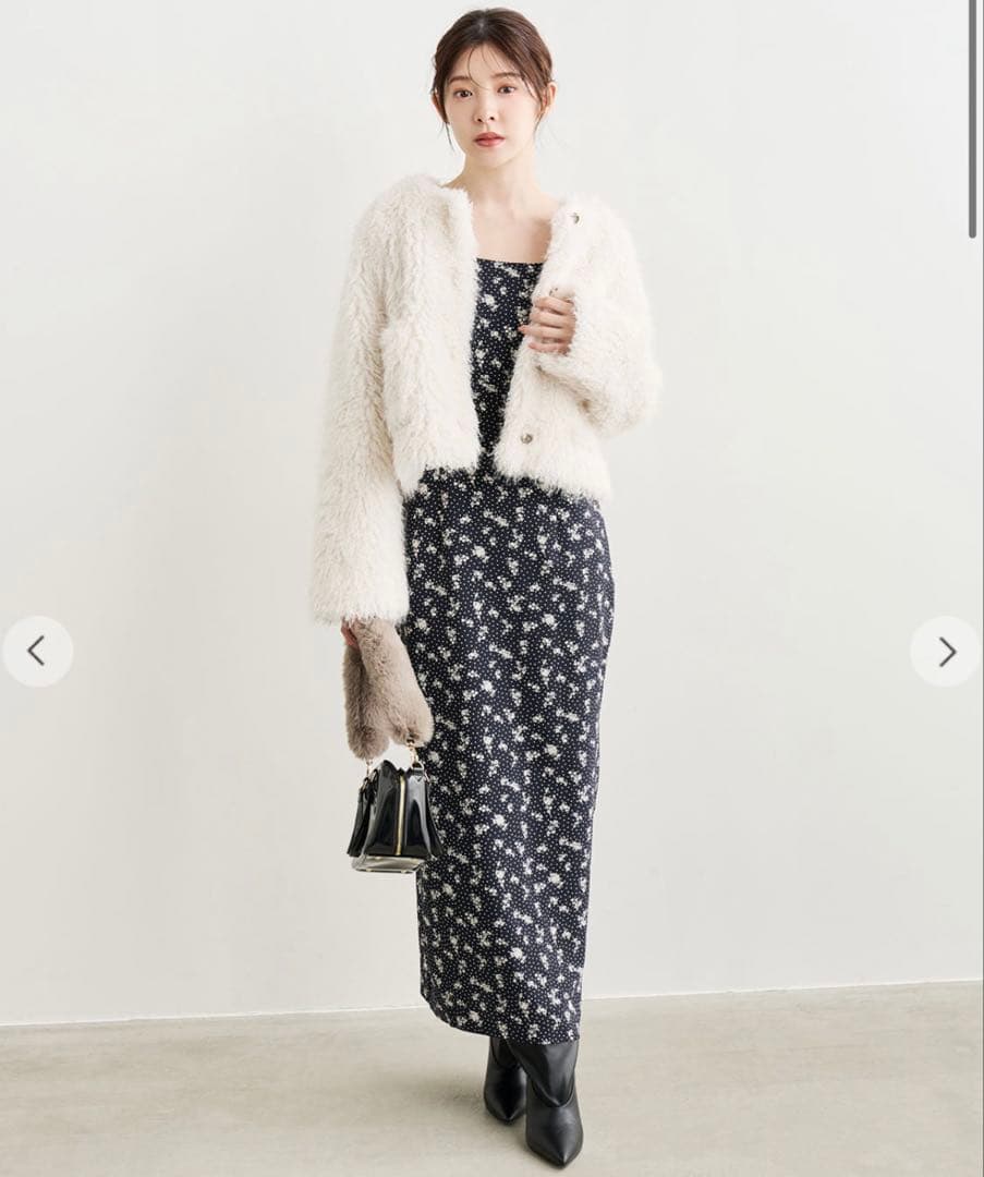 COCODEAL カーリーファージャケット/白