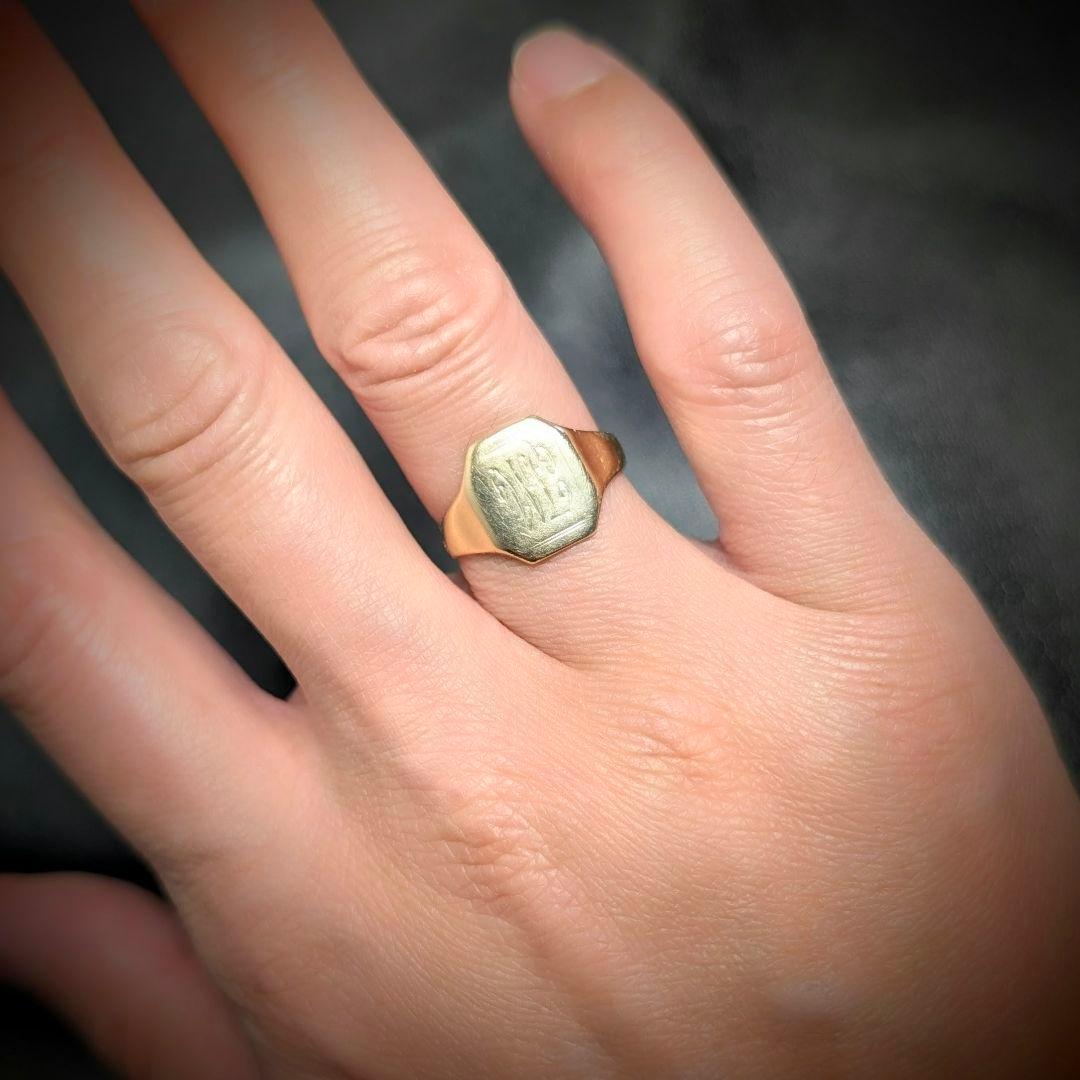 UK K9 ゴールド シグネットリング モノグラム 17号 1959年