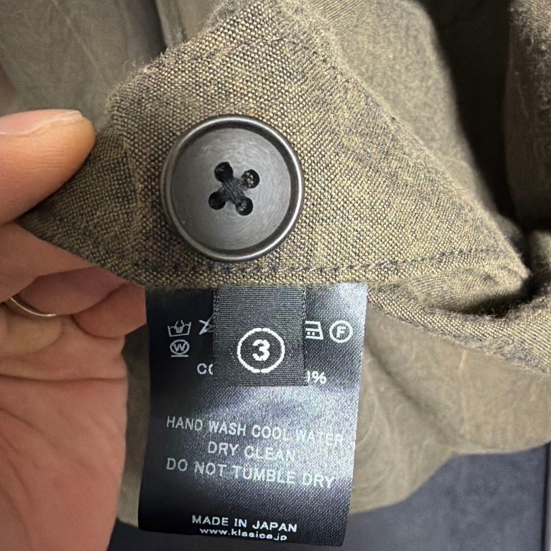 ※２枚目の色味になります。 KLASICA ロングコート 茶カーキ ストライプ