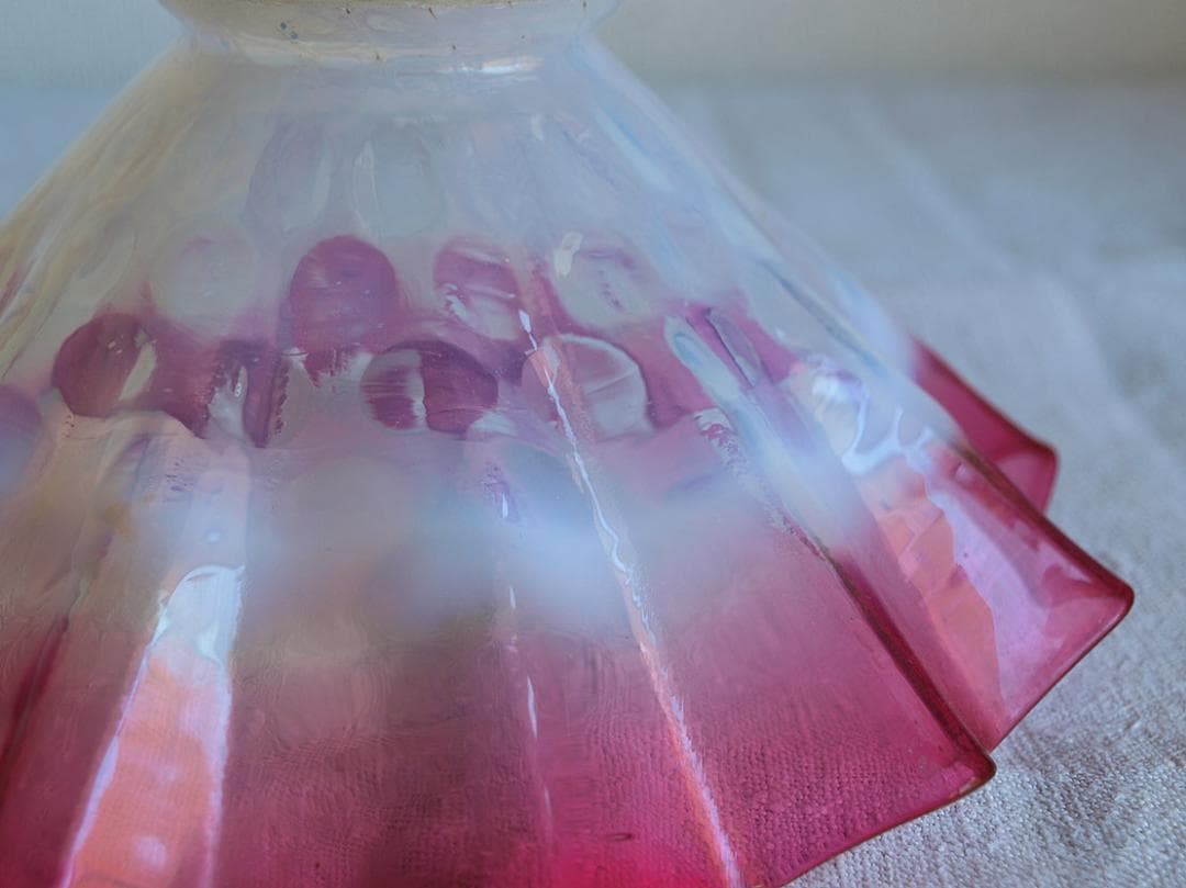 ピンク色オパールガラス フリルガラス ランプシェード電笠オパールセント/K086