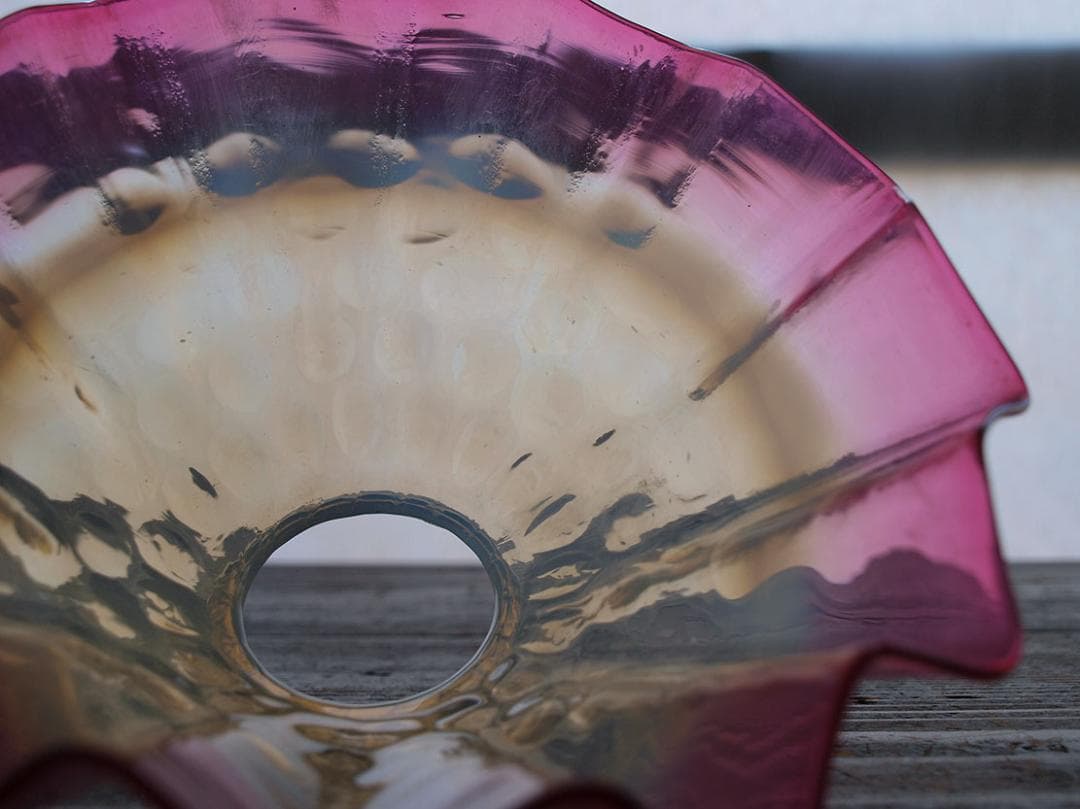 ピンク色オパールガラス フリルガラス ランプシェード電笠オパールセント/K086