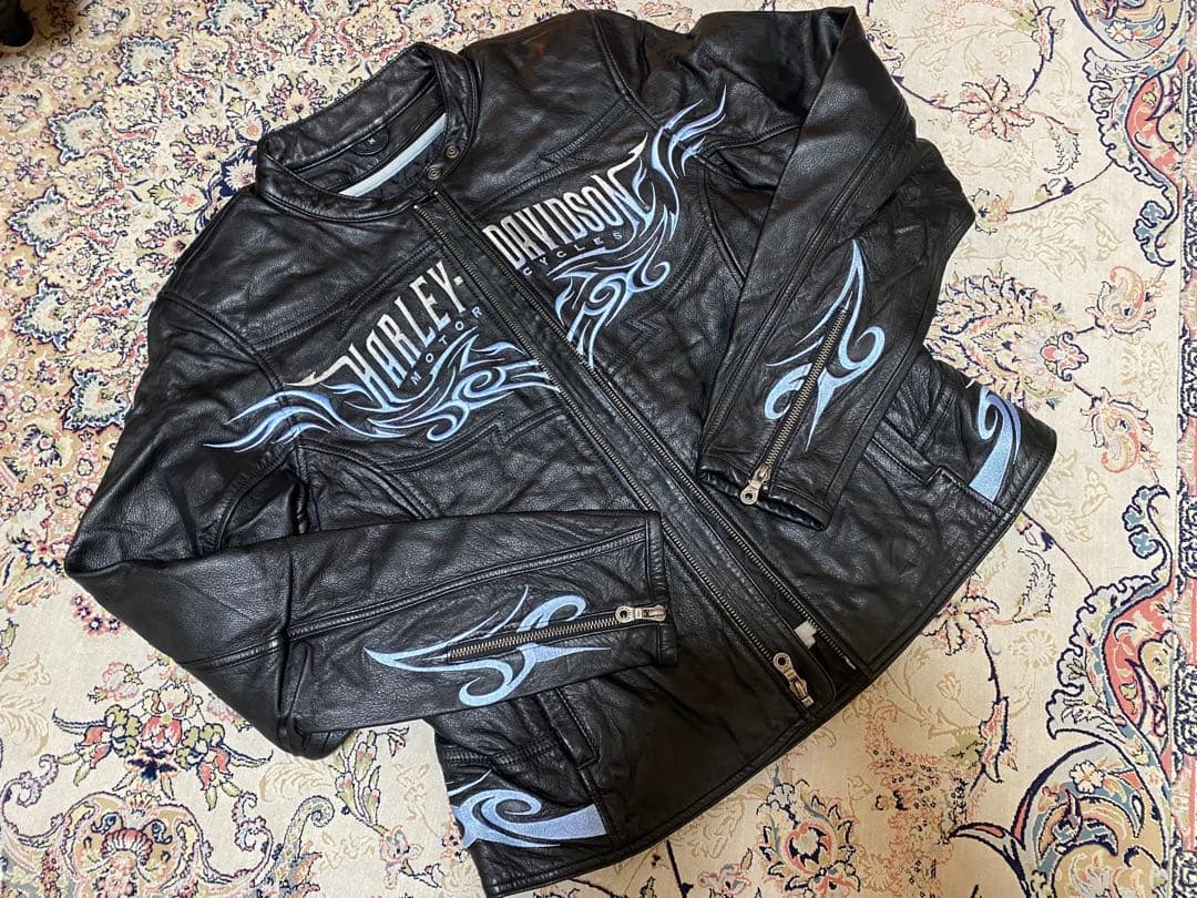 新品未使用Harley-Davidson ブラックレザージャケットフレアーロゴ