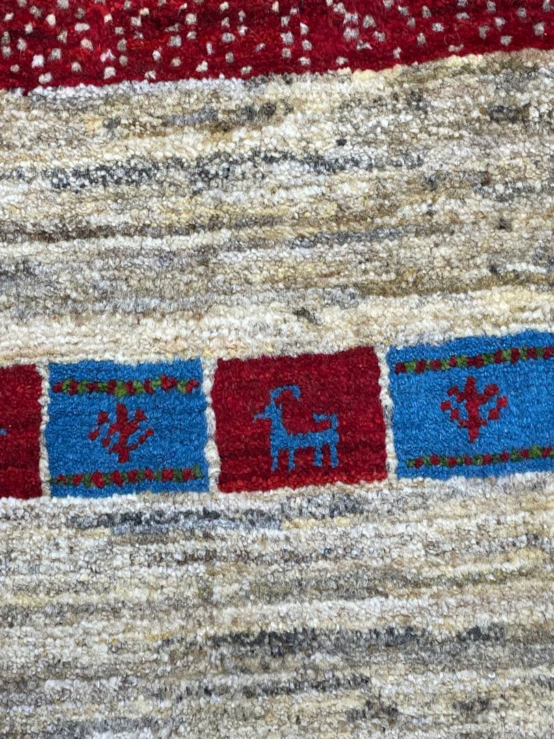 百ちゃん様用　新品　ペルシャ絨毯　手織り　ギャッベ　茜色　山羊　150×50cm