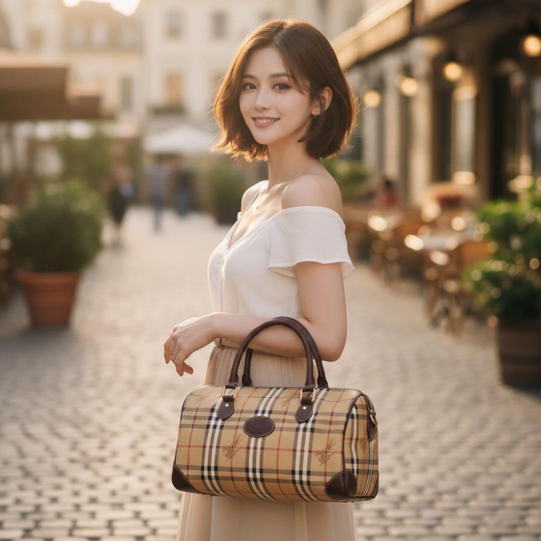 Burberrys ミニボストン ノバチェック PVC シャドーホース ロゴ