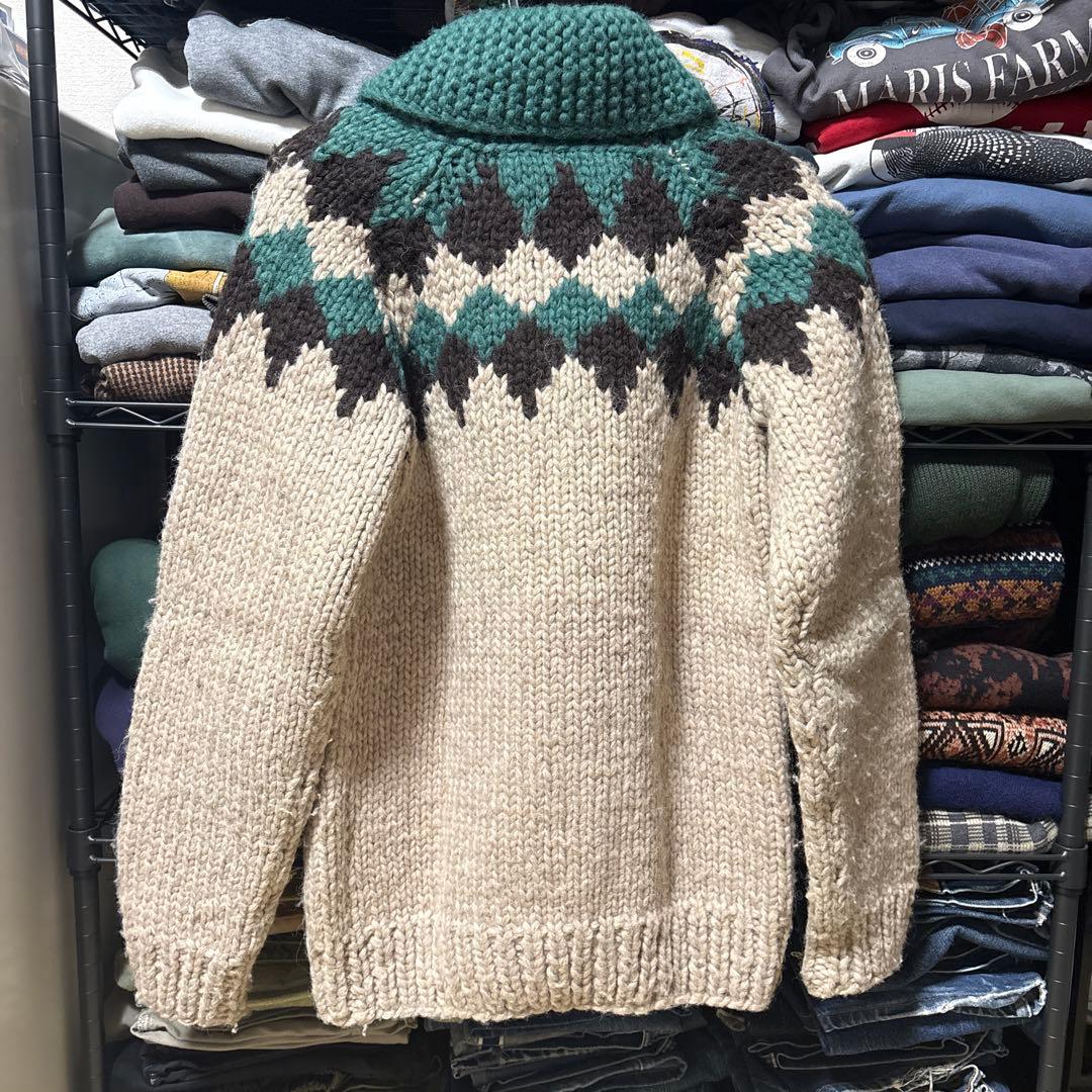 【美品】カナタ　カウチンニット　セーター　ジップアップ　ベージュ　カナダ製　現行