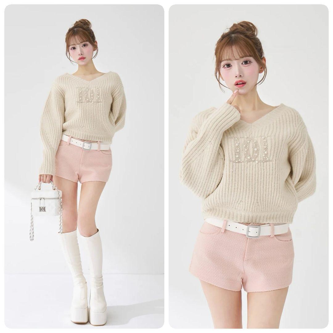 Darich ダーリッチ ファンシービーズDDロゴボリュームニットトップス