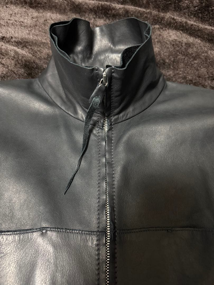r*o様 m.a+ ジップ トールカラー レザーシャツ