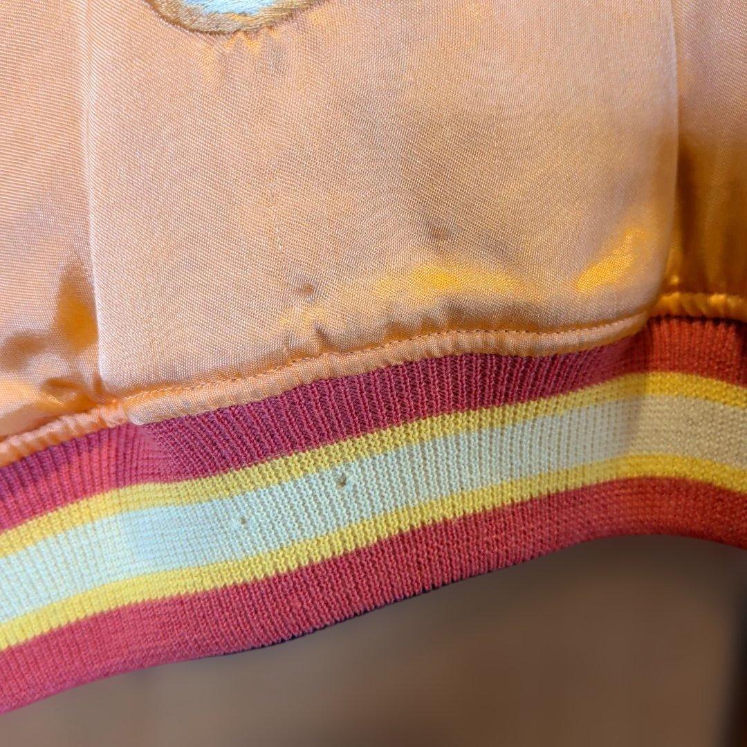 オレンジ色 スカジャン ヤシの木刺繍