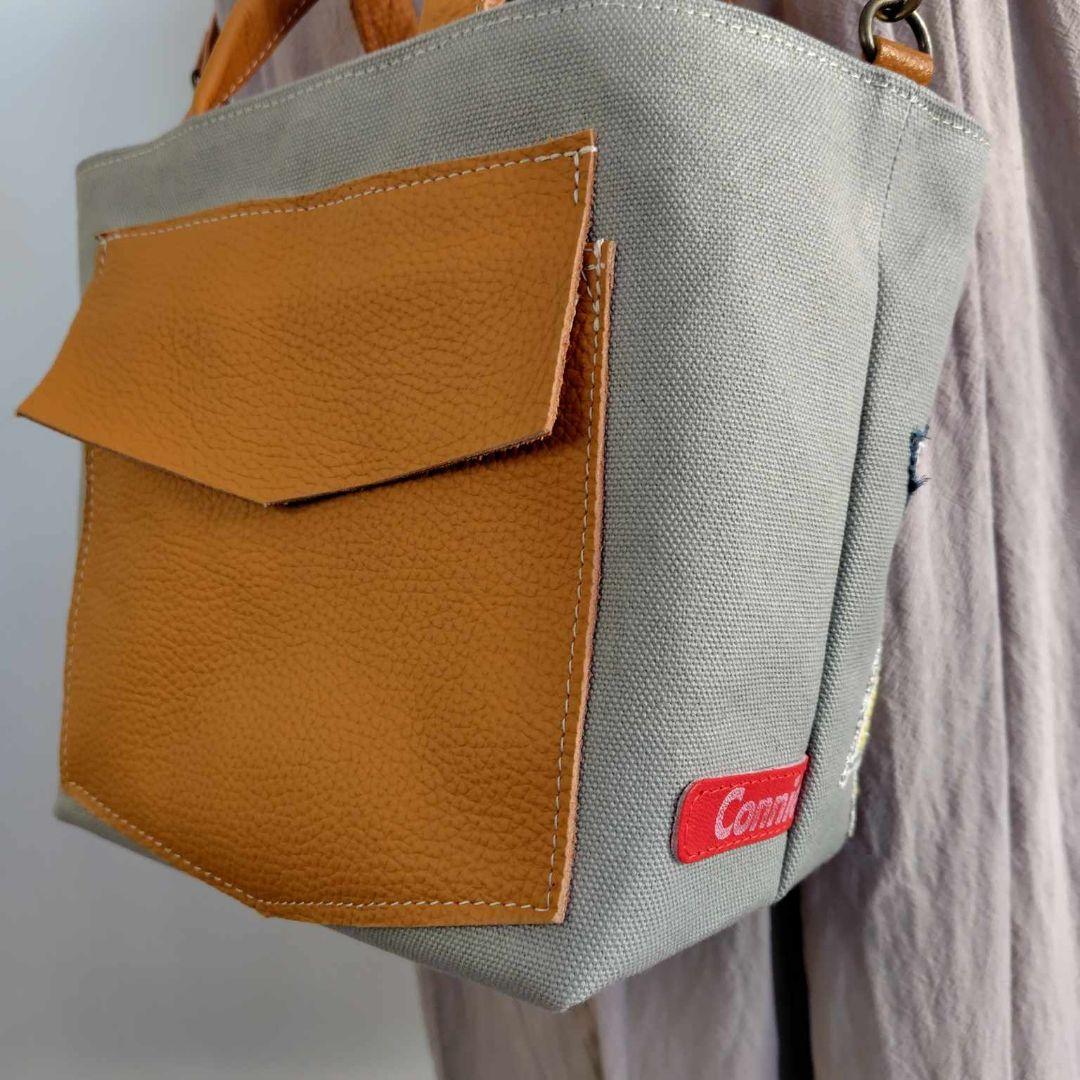 333W 様　/猫とちょうちょカケラパッチ/しきりトートSサイズ/本革キャメ