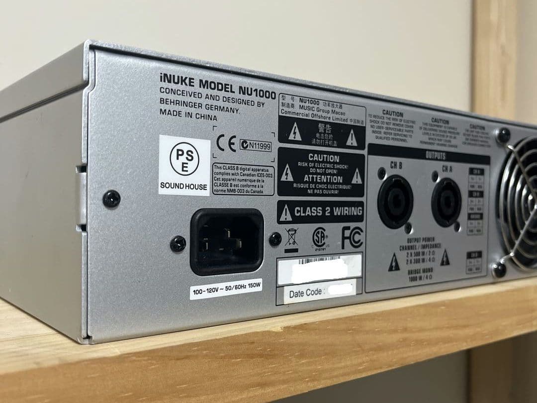 【動作品】behringer iNUKE NU1000 パワーアンプ
