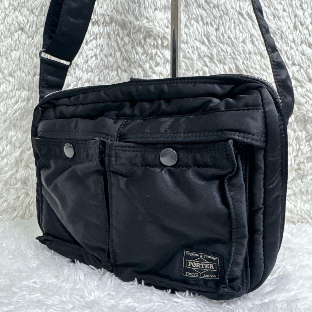【未使用級】 PORTER ポーター タンカー 2層 ショルダーバッグ S クロ