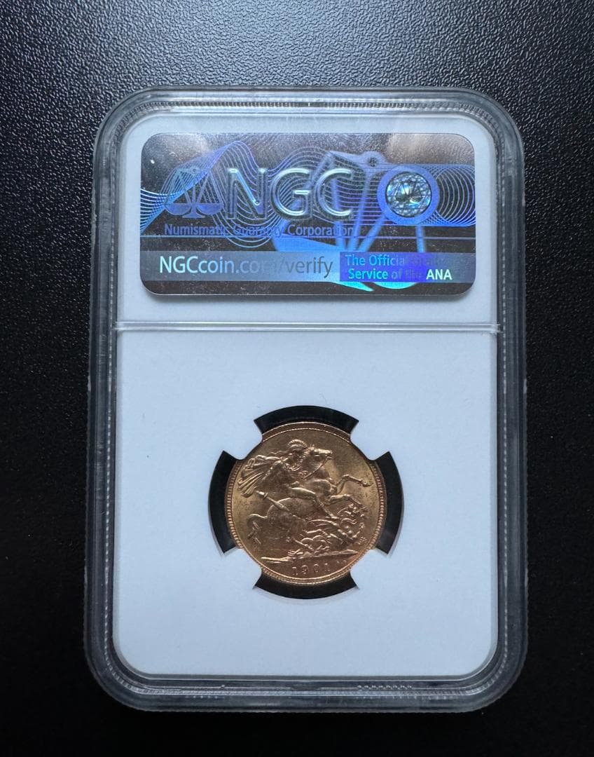鑑定枚数1枚 NGC MS61 1901年 ヴィクトリア金貨 金貨 イギリス