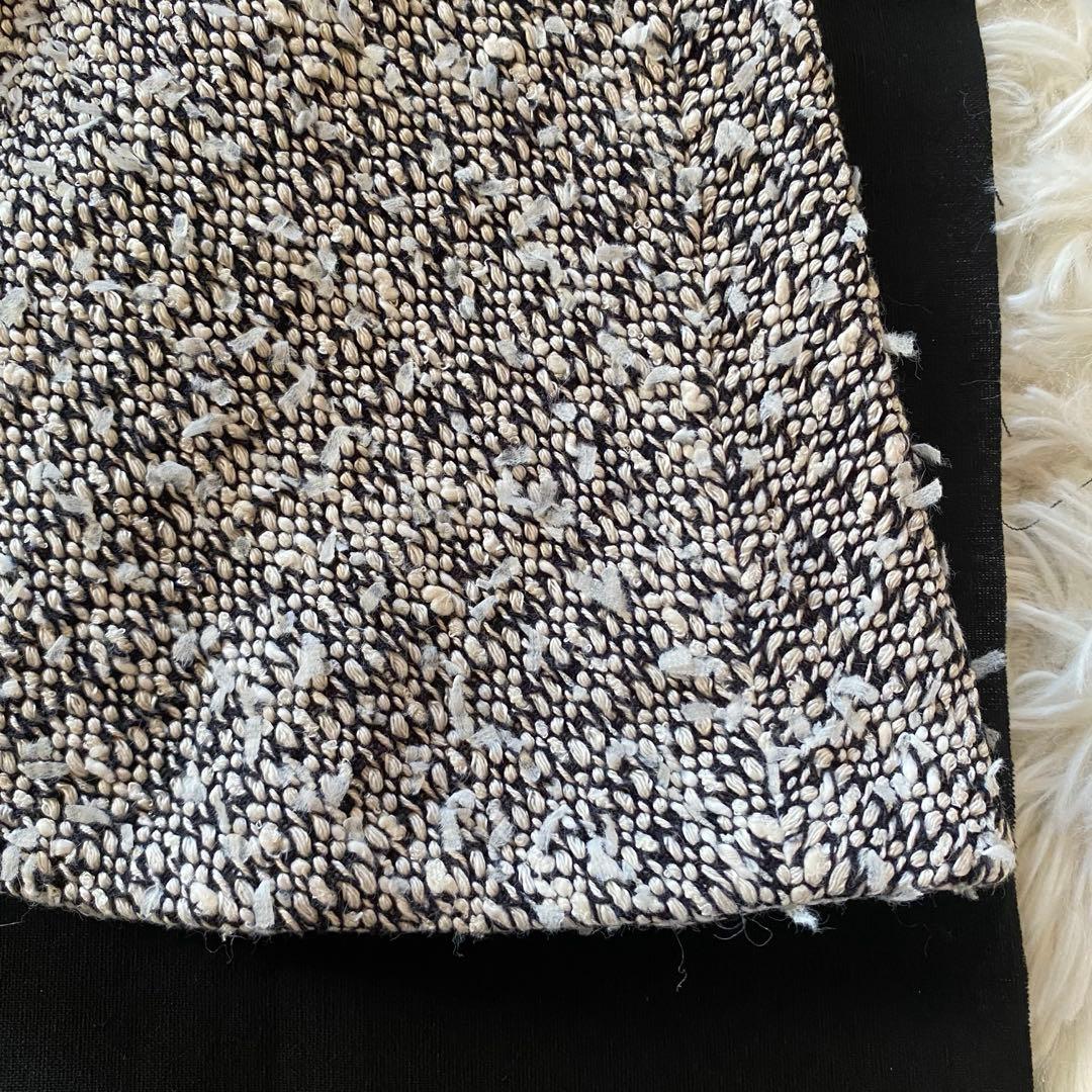 近年・2way✨フォクシー　ツイードワンピース　白襟　ノースリーブ　ティアード