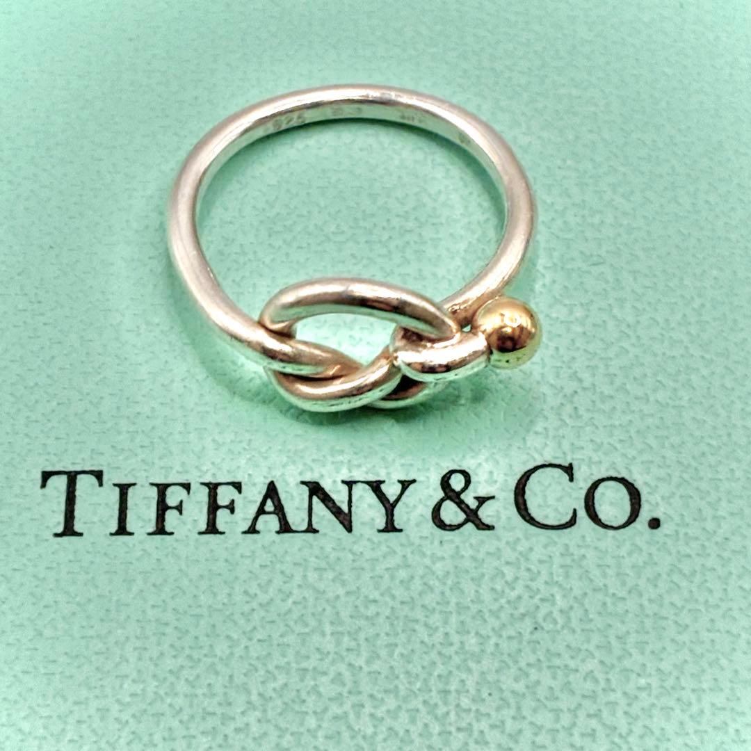 【箱、袋付き】オールドティファニー　14号　フック＆アイ　ラブノット　リング