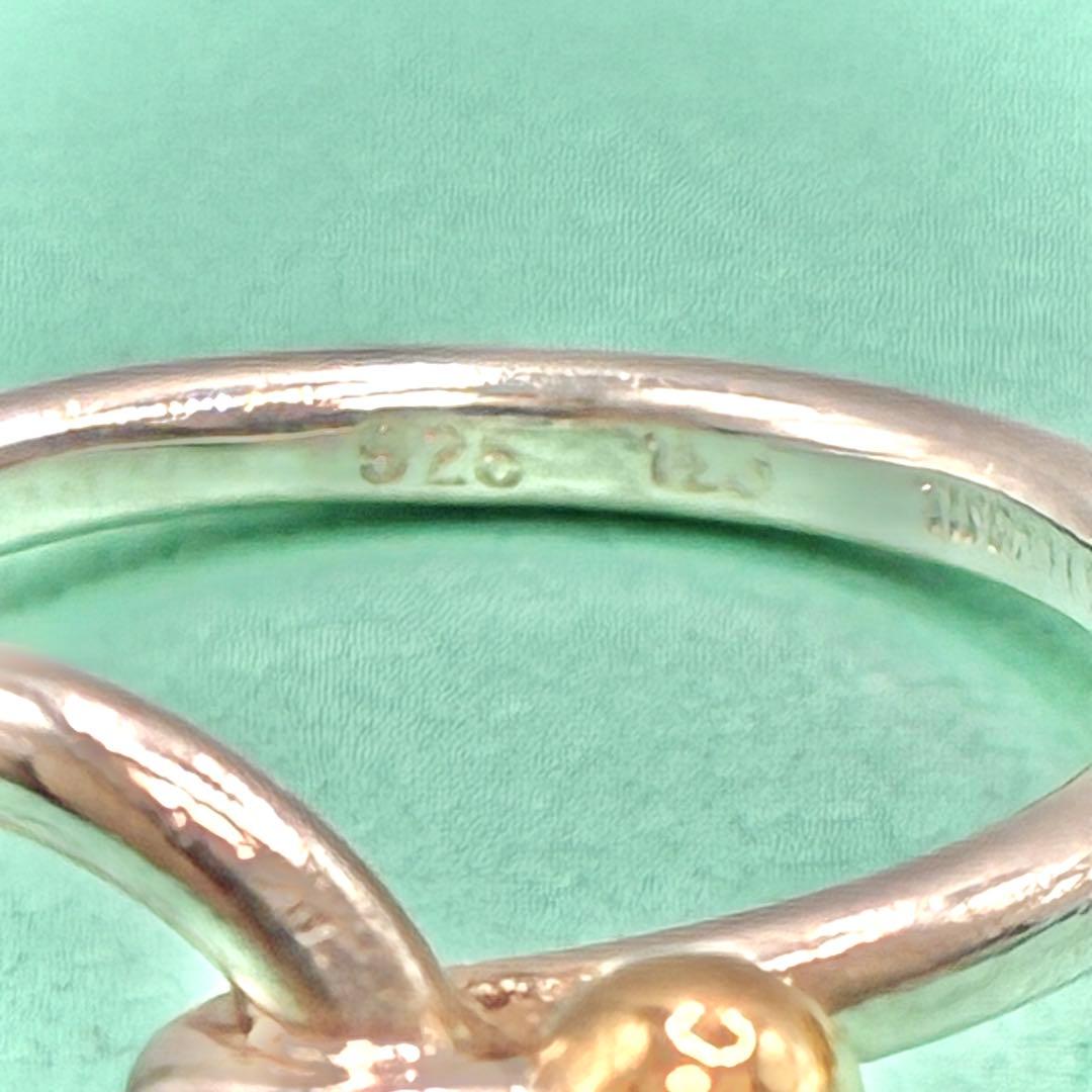 【箱、袋付き】オールドティファニー　14号　フック＆アイ　ラブノット　リング