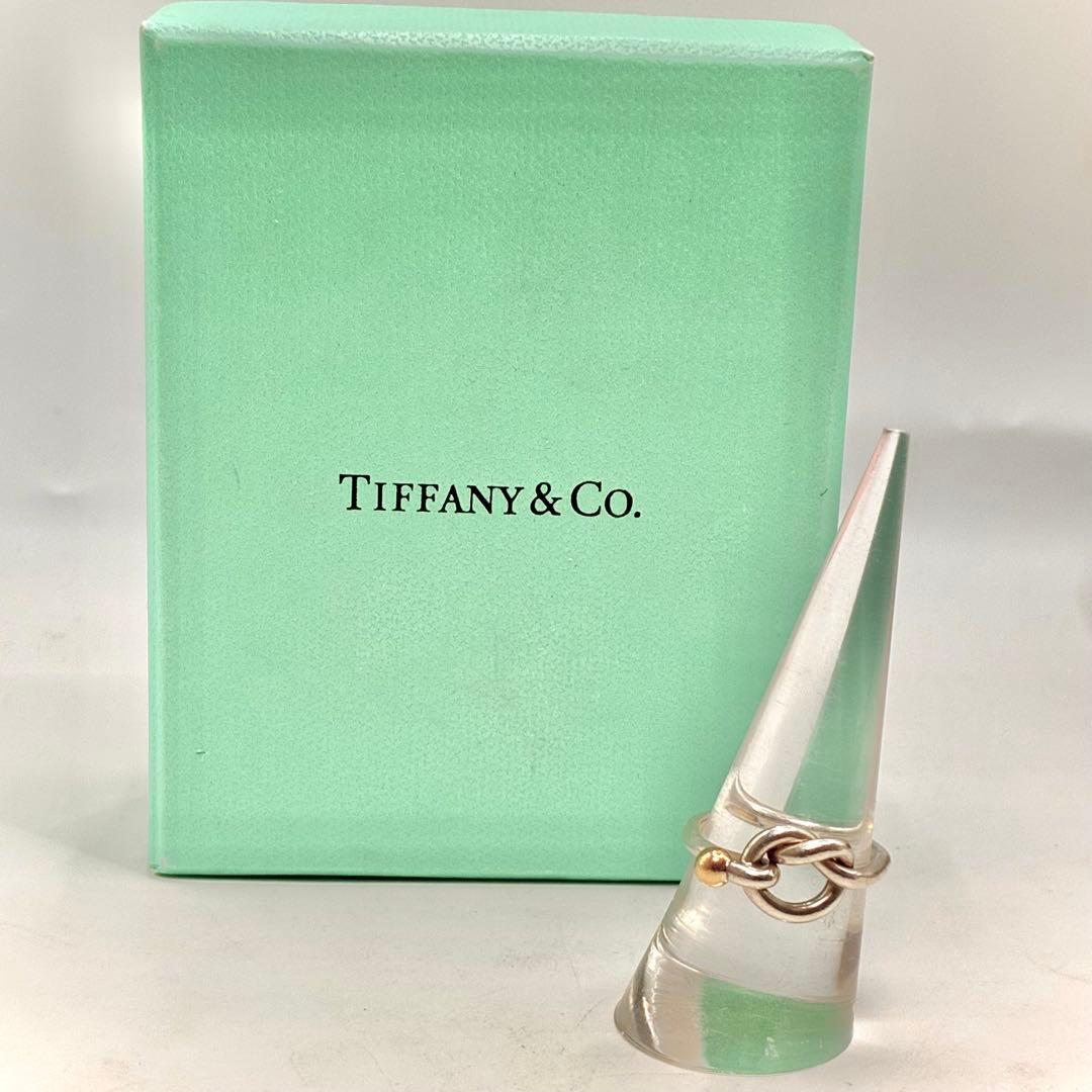 【箱、袋付き】オールドティファニー　14号　フック＆アイ　ラブノット　リング