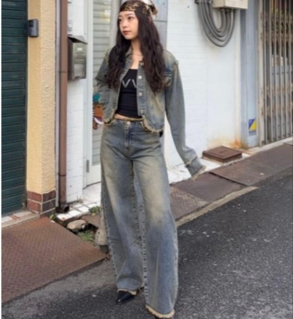 新品　LAGUA GEM CUT OFF LOOSEY ジーンズデニム 24