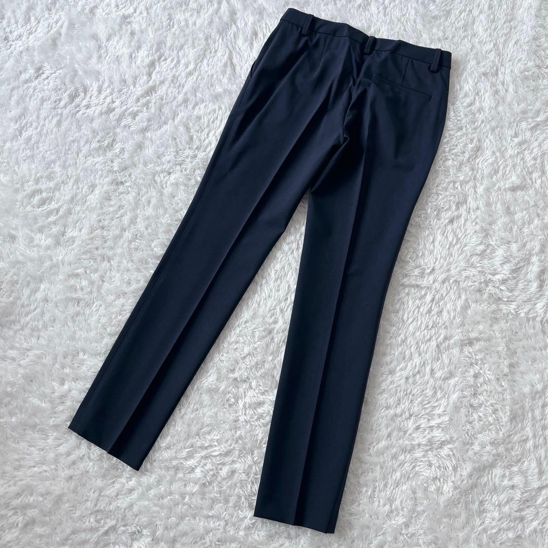 【極美品】セオリー ノーカラーパンツスーツセットアップ ネイビー S タグ付き