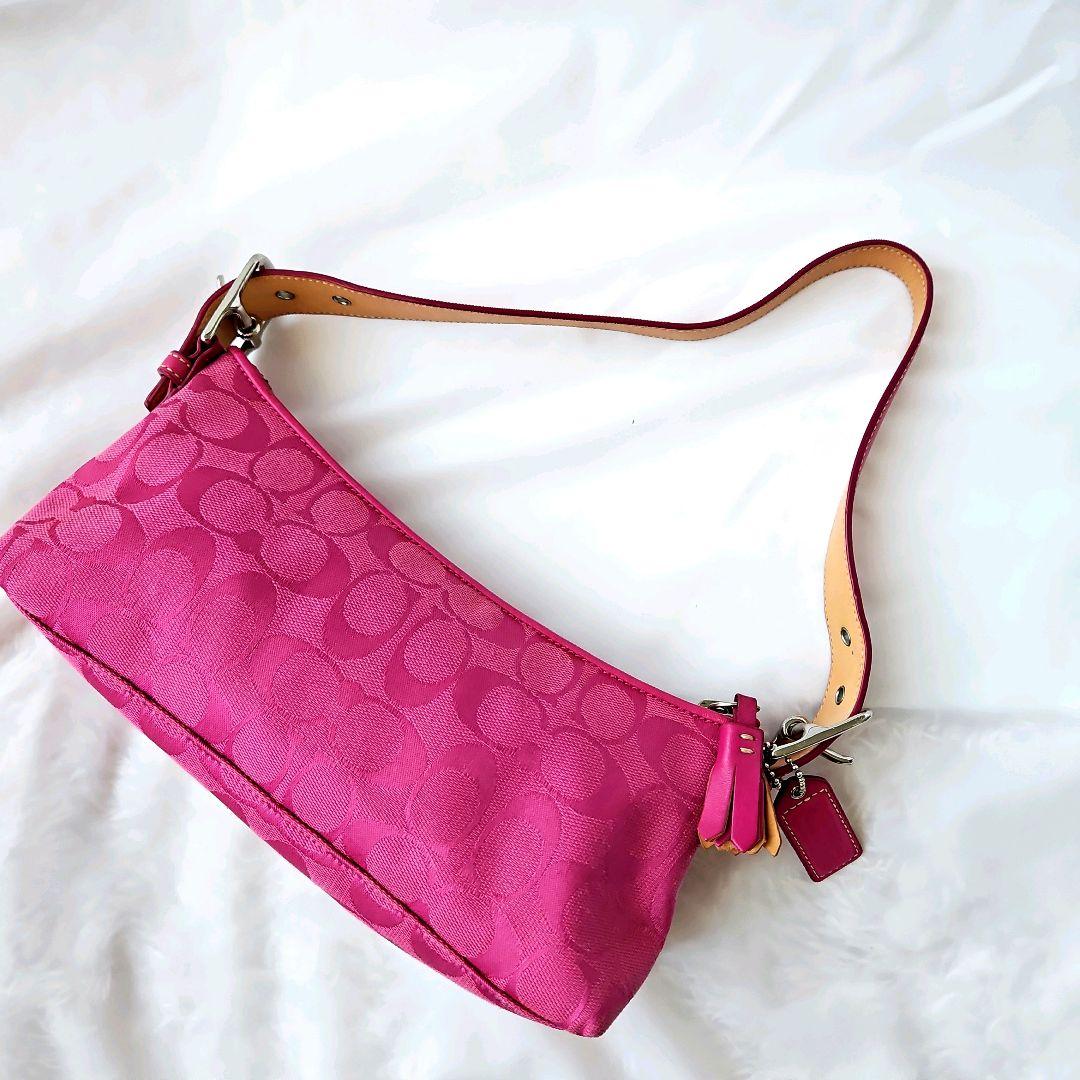 美品☆COACH アクセサリーポーチ ワンショルダー シグネチャー キャンバス