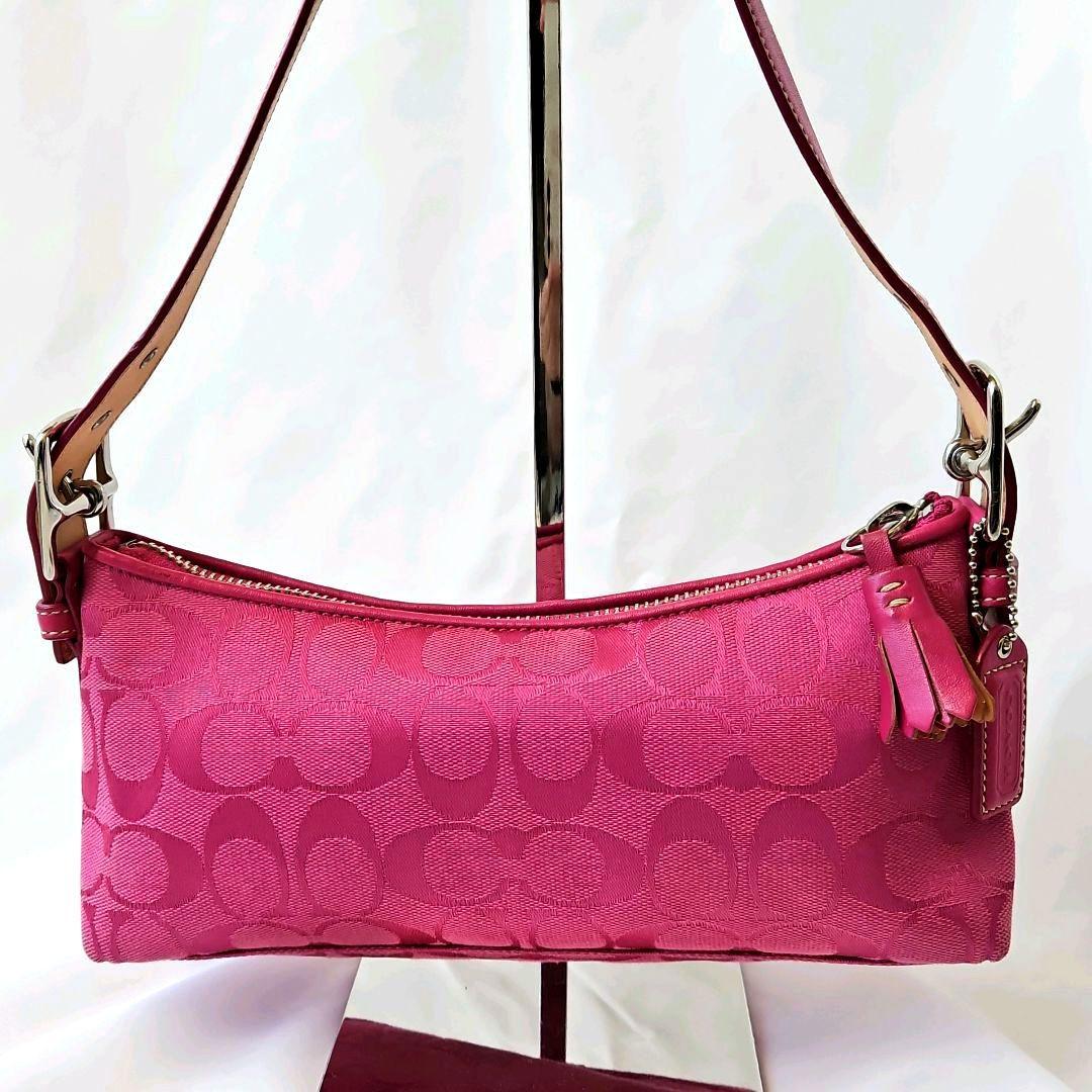 美品☆COACH アクセサリーポーチ ワンショルダー シグネチャー キャンバス