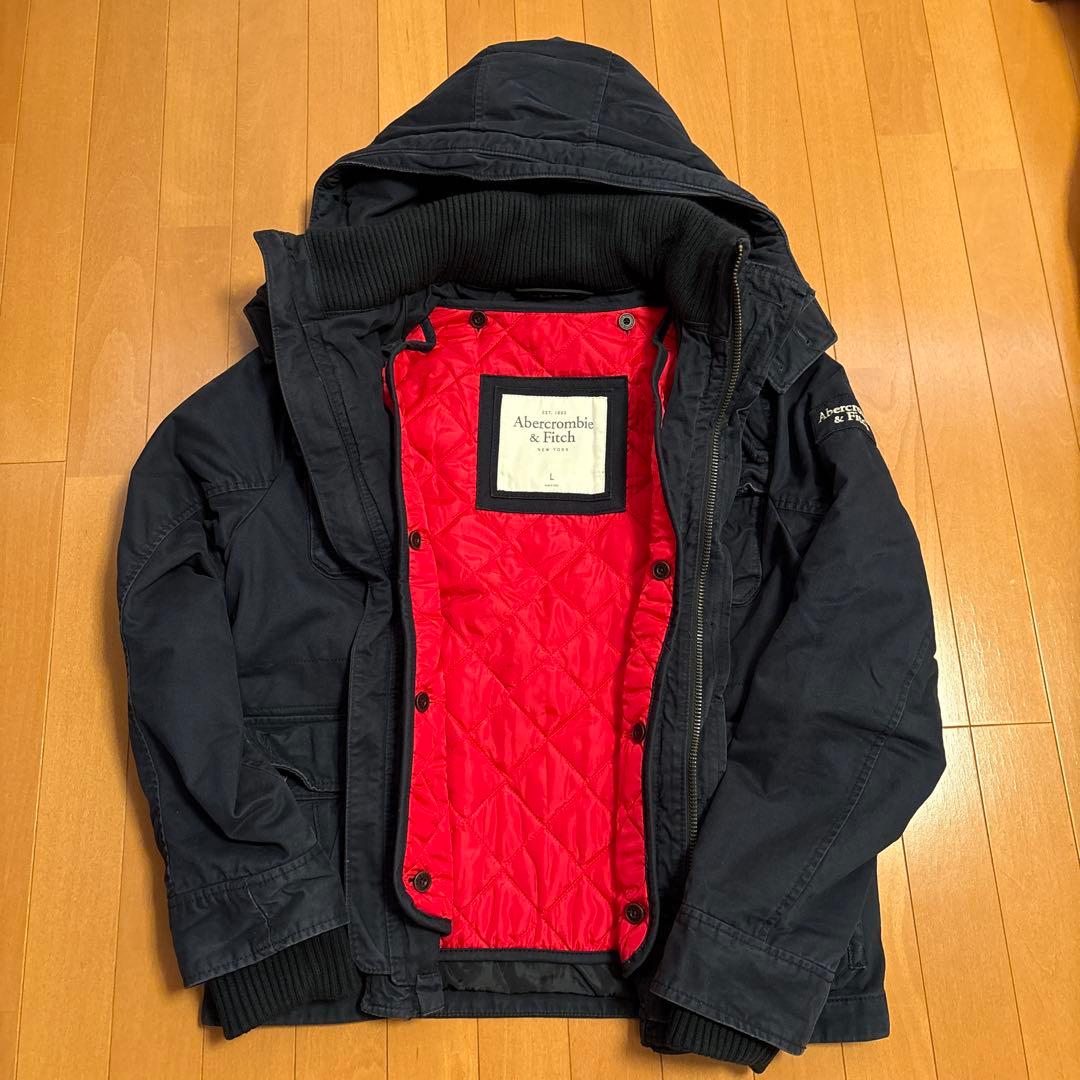 Abercrombie & Fitch フード付きミリタリージャケットネイビーＬ