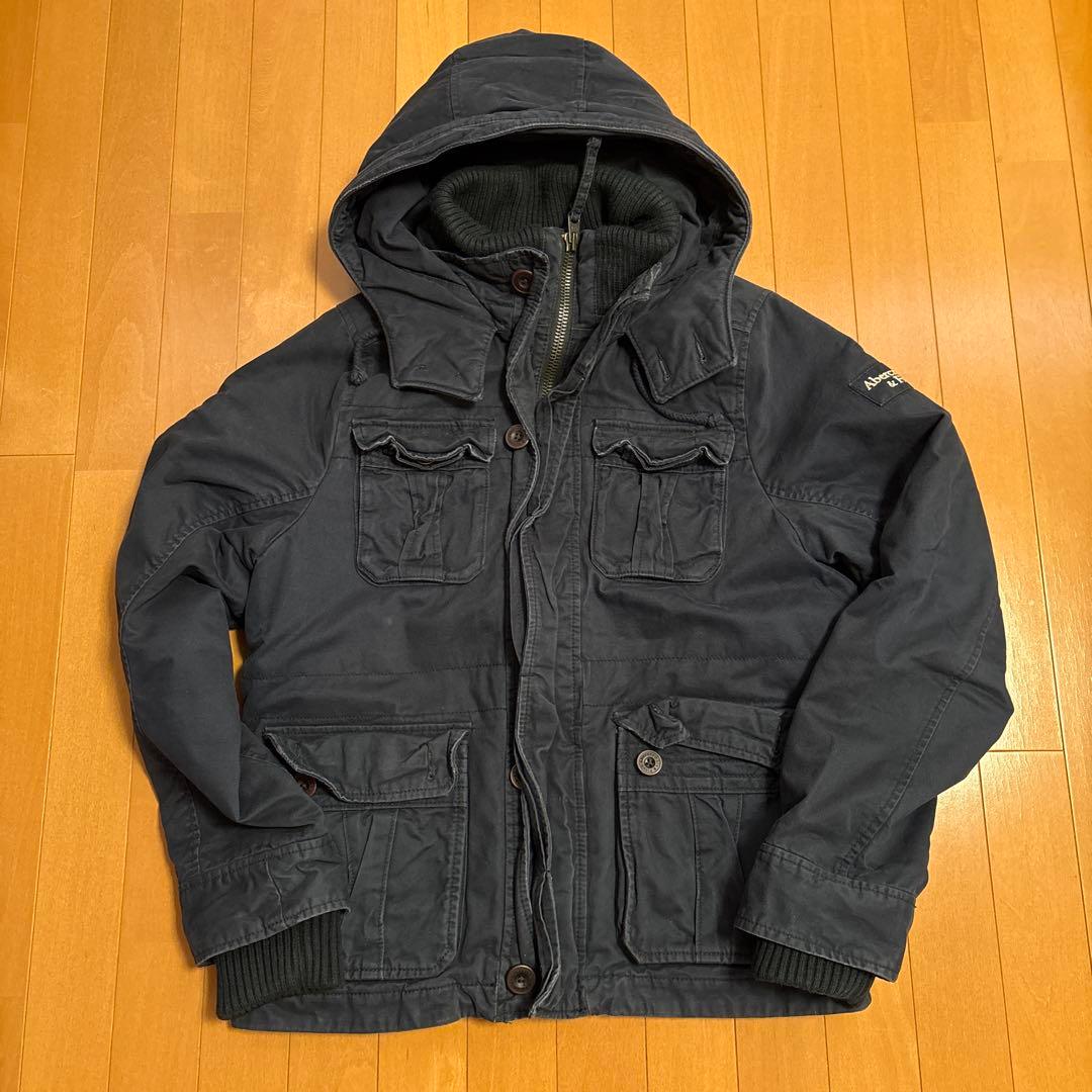 Abercrombie & Fitch フード付きミリタリージャケットネイビーＬ