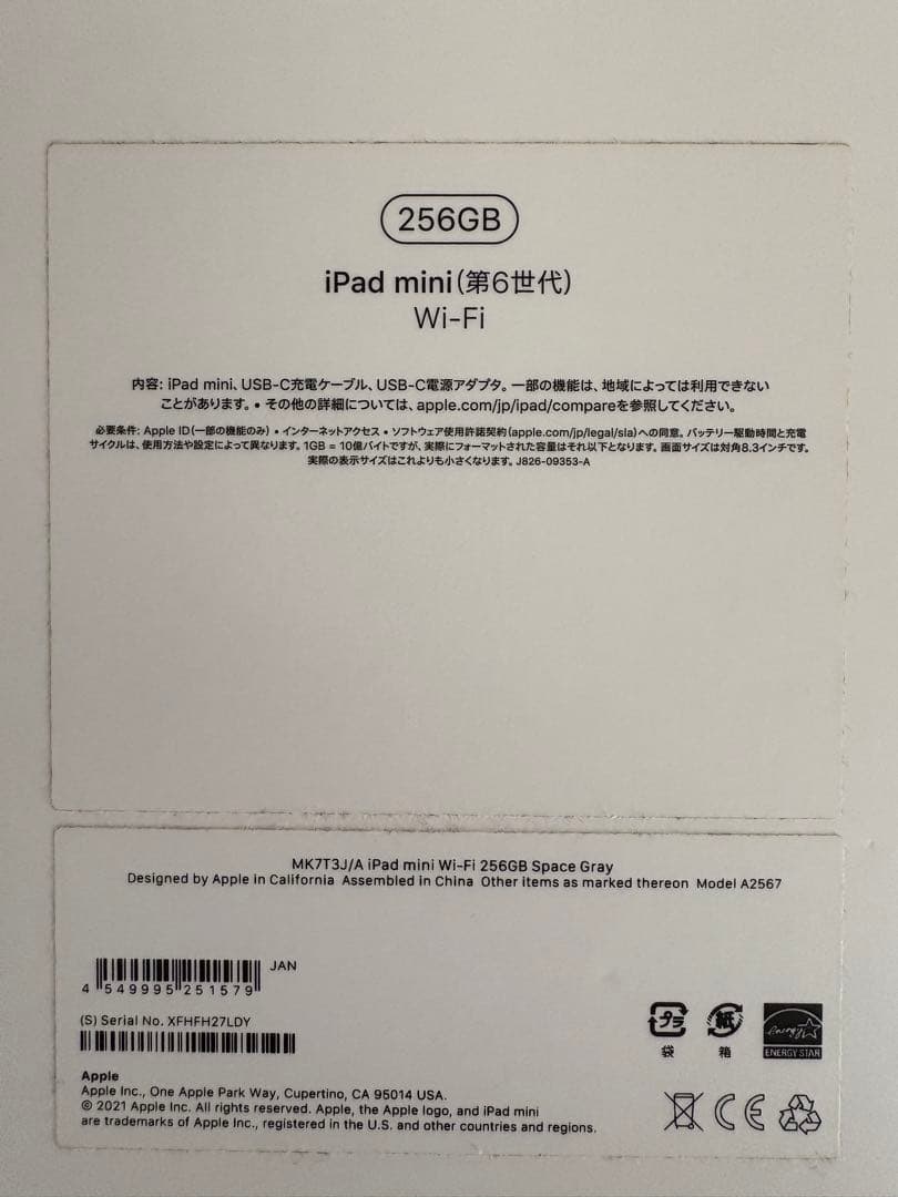 Apple iPad mini 第6世代　スペースグレー 本体