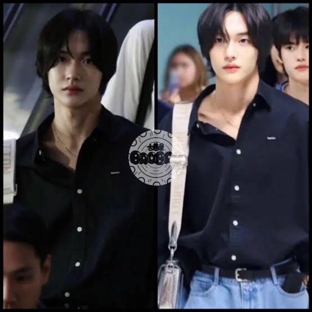 【ウォンビン着用✨】シュプリーム スモールボックスロゴ長袖シャツ 黒 M 美品◎