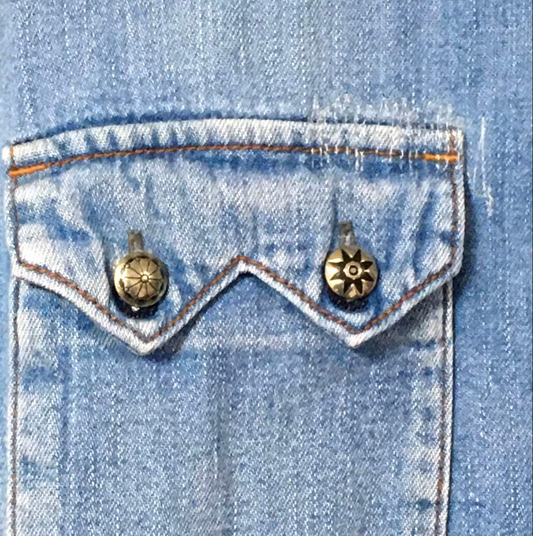 美品　ハリウッドランチマーケット　デニムシャツ　３　コンチョ　ターコイズ　シャツ