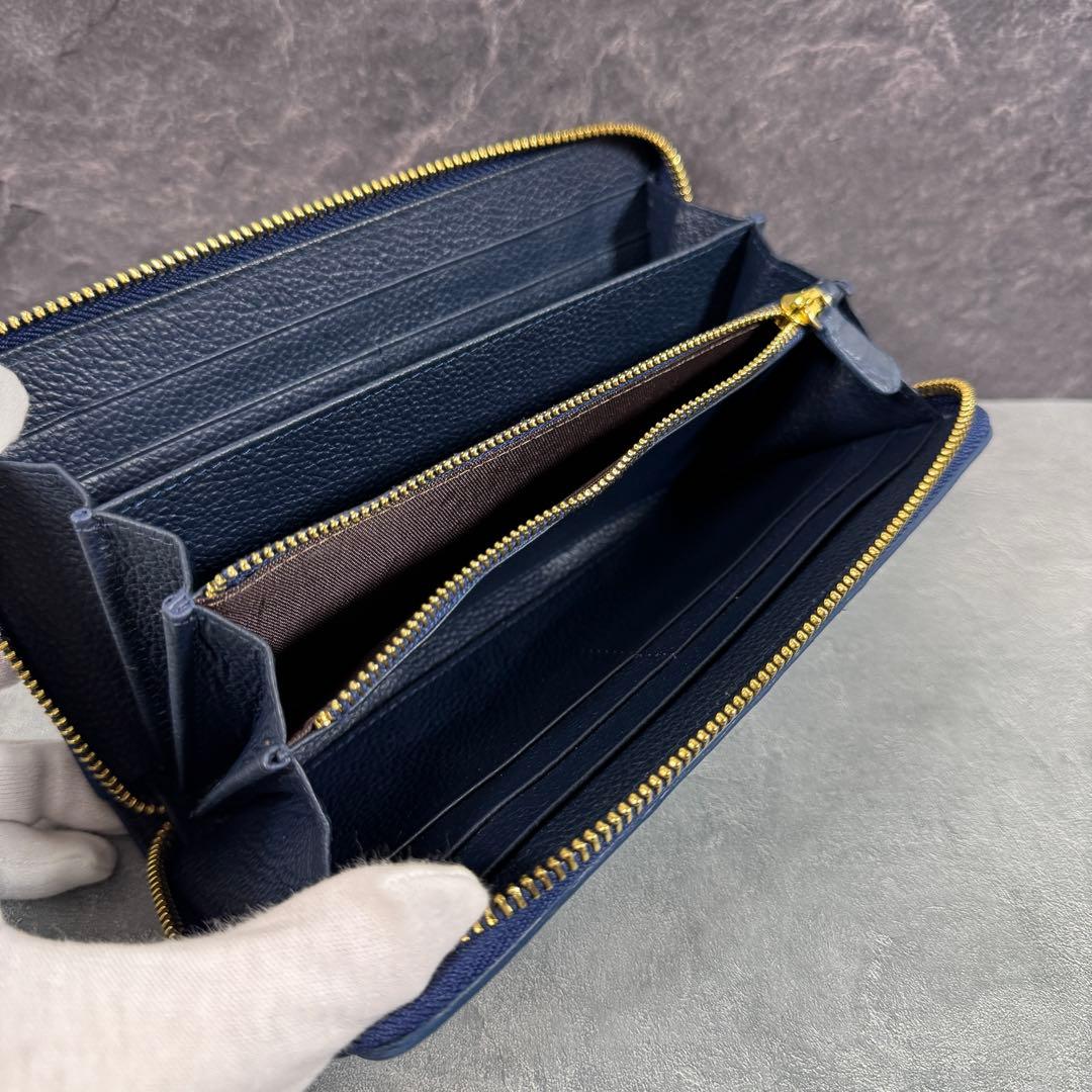 新品 クロコダイル ワニ革 長財布 ネイビー 紺色 マット仕上げ 本革