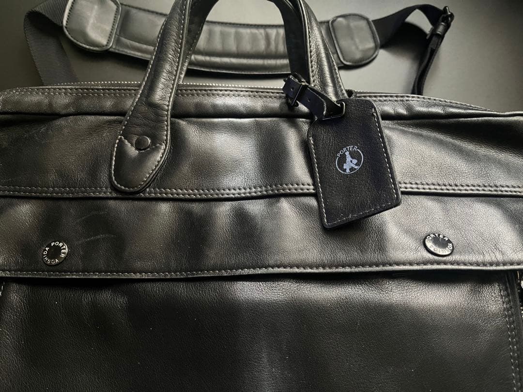 【美品❗️】PORTER ブラック レザー ショルダーバッグ　本革