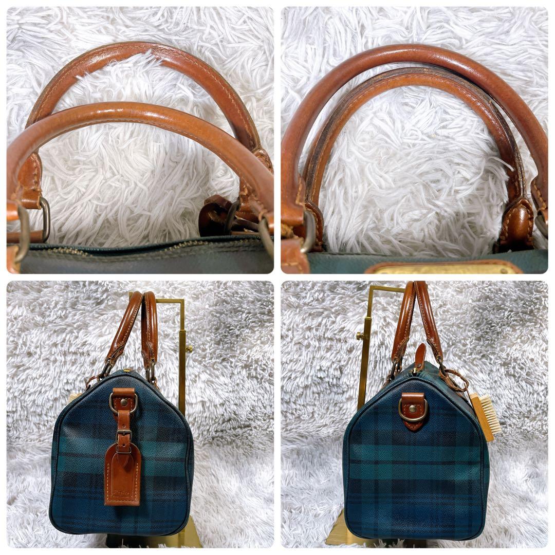 ☆美品☆【ポロラルフローレン】ミニボストン　バッグ　ブラックウォッチ　PVC